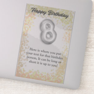 Joyeux anniversaire autocollant de 8 ans