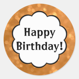 Joyeux anniversaire - autocollant rond d'or