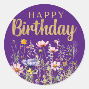 Joyeux Anniversaire Autocollant Simple Classique F