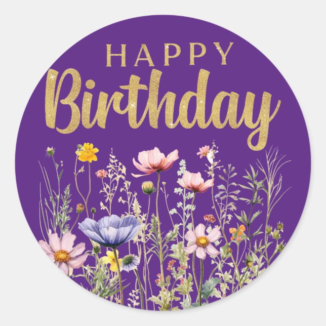 Joyeux Anniversaire Autocollant Simple Classique F (Devant)