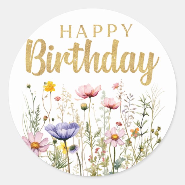 Joyeux Anniversaire Autocollant Simple Classique F (Devant)