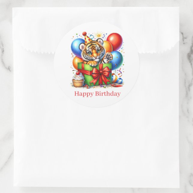 Joyeux Anniversaire Autocollants Tigre (Sac)