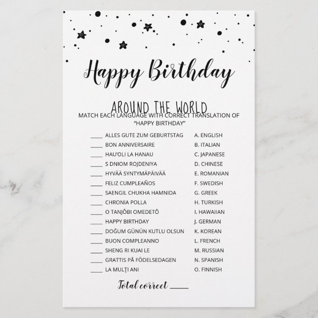 Joyeux Anniversaire autour du monde Jeu d'annivers (Devant)