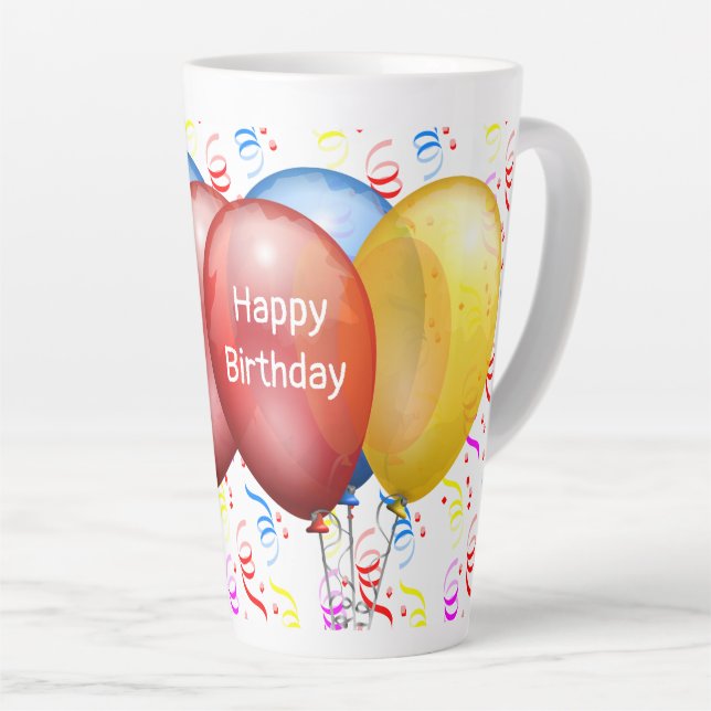 Joyeux Anniversaire avec Ballons Latte Mug (Angle droit)