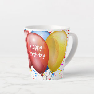 Joyeux Anniversaire avec Ballons  Mug Latte