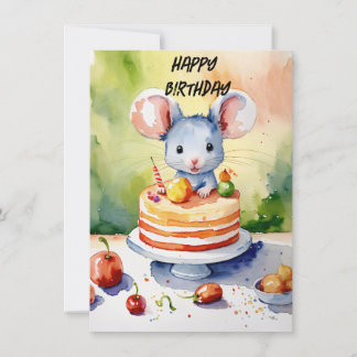 Joyeux anniversaire avec carte petite souris
