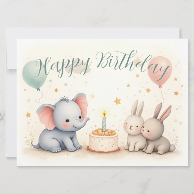 Joyeux anniversaire avec des amis animaux (Devant)