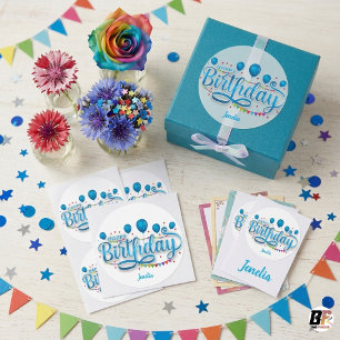 "Joyeux Anniversaire" avec étiquette nominative mi