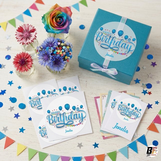 "Joyeux Anniversaire" avec étiquette nominative mi (Créateur téléchargé)