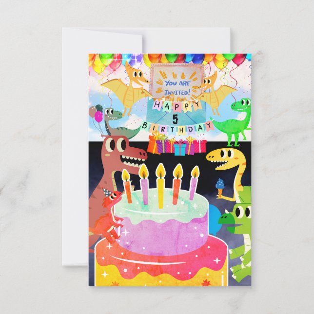 Joyeux anniversaire avec invitation de dinosaures (Devant)