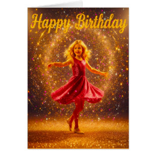 Joyeux Anniversaire avec jeune fille dansante et p