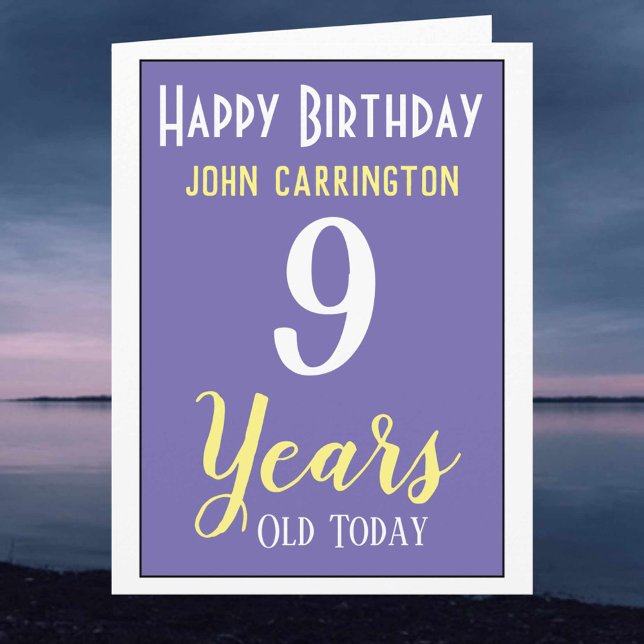 Joyeux anniversaire avec nom et 9 ans Carte (Créateur téléchargé)