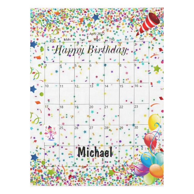 Joyeux anniversaire avril 2022 Nappe (Devant)