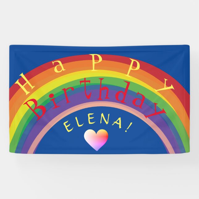 "Joyeux anniversaire!" Bannière arc-en-ciel person (Horizontal)