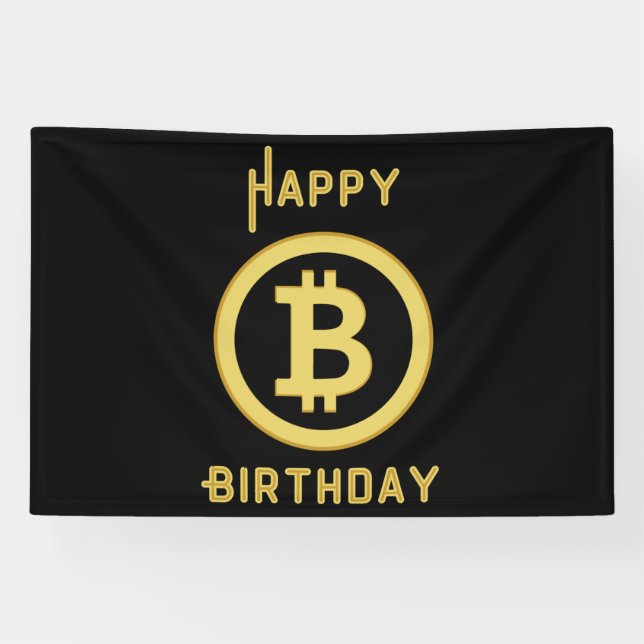 Joyeux Anniversaire Bannière en vinyle 4x6 Bitcoin (Horizontal)