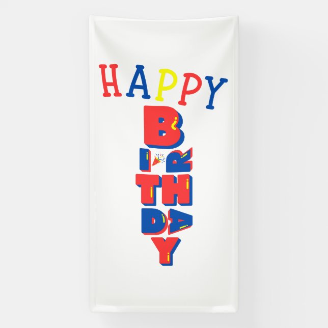 Joyeux Anniversaire Bannière Vinyl 4x8 Remix de Co (Verticale)