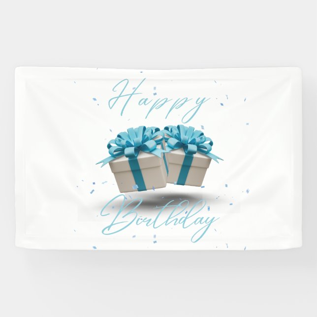 Joyeux Anniversaire Bébé Bleu Banderole Vinyle 2.5 (Horizontal)