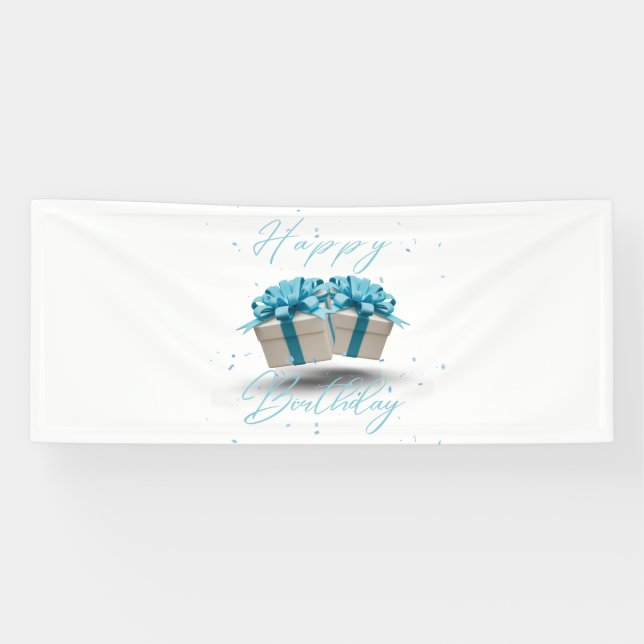 Joyeux Anniversaire Bébé Bleu Bannière Vinyle 2.5x (Horizontal)