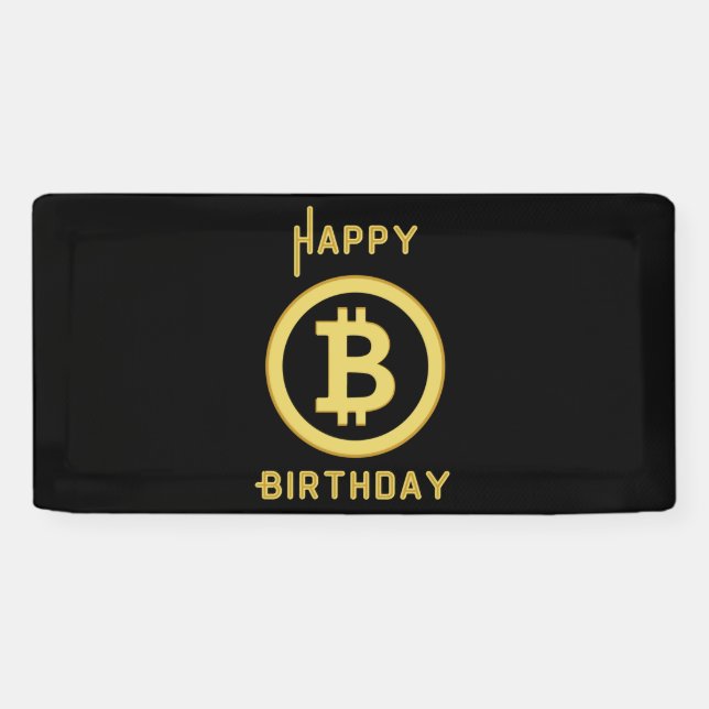 Joyeux Anniversaire Bitcoin Gold Bannière Vinyle 2 (Horizontal)