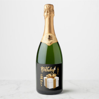 Joyeux Anniversaire Blanc Étiquette de vin étincel