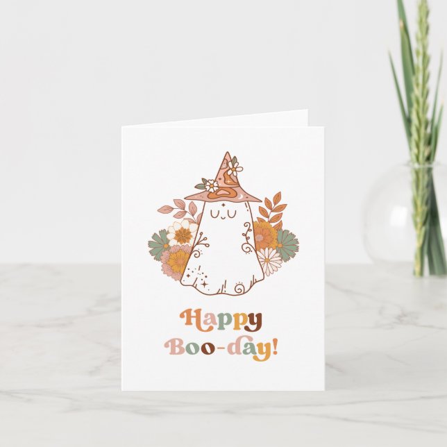 Joyeux anniversaire Boho Halloween Ghost Carte de  (Devant)