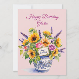 Joyeux Anniversaire. Bouquet aquarelle. Carte de v