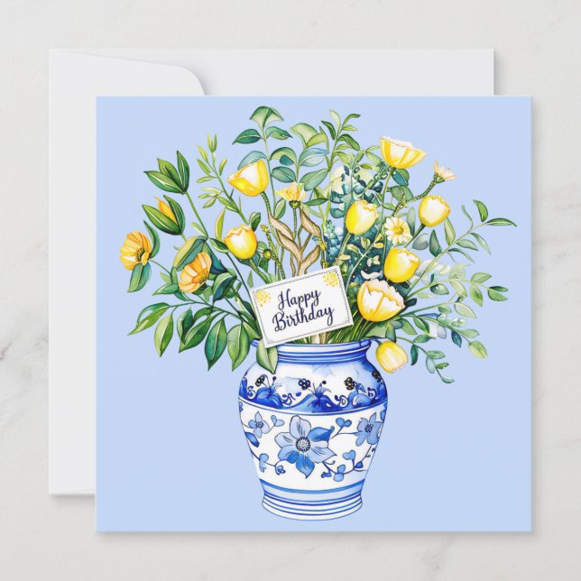 Joyeux anniversaire & bouquet de fleurs Carte de v (Devant)