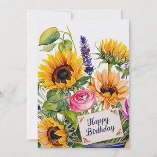 Joyeux anniversaire. Bouquet de fleurs carte de va