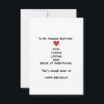 Joyeux anniversaire Boyfriend Birthday Carte d'ann<br><div class="desc">Pour les petits amis qui ont un grand sens de l'humour,  cette drôle de carte d'anniversaire de petit ami est parfaite. Avec son design minimaliste élégant,  vous pouvez ajouter votre message d'anniversaire à l'envers. Célébrez l'anniversaire de votre petit ami en achetant cette carte d'anniversaire de petit ami amusant aujourd'hui!</div>