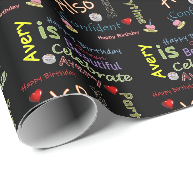Joyeux Anniversaire Cadeau papier enveloppant Aver (Coin rond)