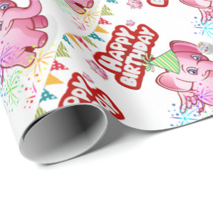 Joyeux Anniversaire Cadeau Papier Papier Pig Rose
