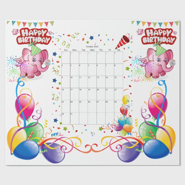 Joyeux Anniversaire Cadeau Papier Papier Pig Rose  (Plat)