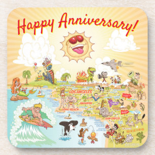 Joyeux anniversaire Californie Dessous de verre pl