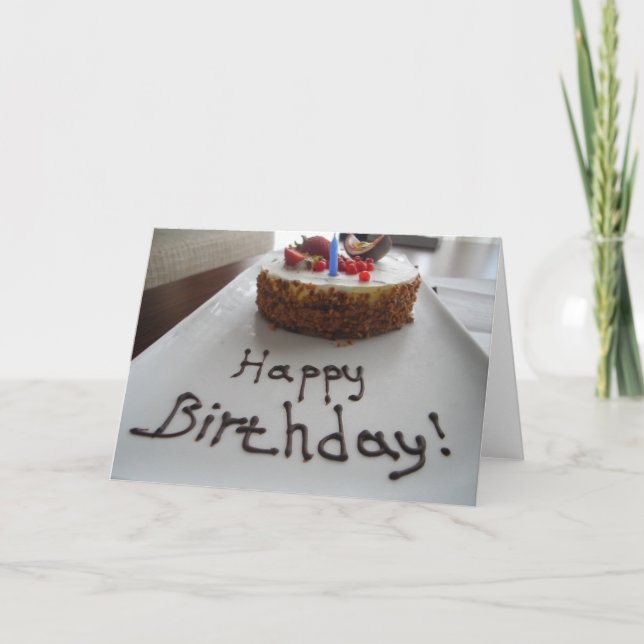 Joyeux anniversaire ! Carte avec gâteau et sirop d (Devant)