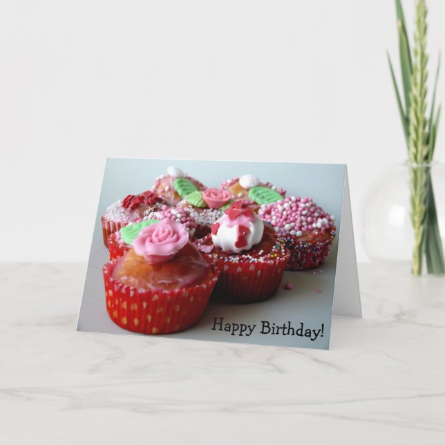 Joyeux anniversaire ! Carte avec muffins (Devant)
