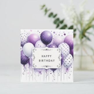 joyeux anniversaire carte ballons violets 