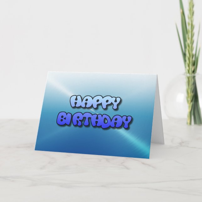 Joyeux Anniversaire Carte Bleu Texte de bulle (Devant)