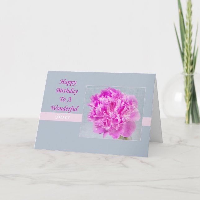 Joyeux Anniversaire Carte Boss Peonie Rose (Devant)