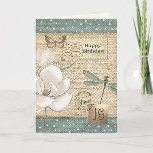 Joyeux anniversaire. Carte d'art Vintage sweet six