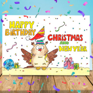 Joyeux anniversaire, carte de Noël et Nouvel An