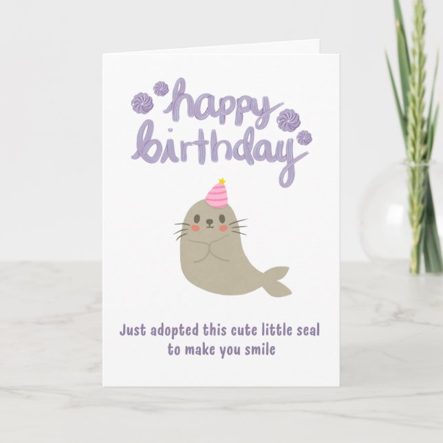 Joyeux Anniversaire Carte de Phoque Mignon (Devant)