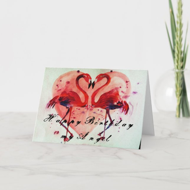 Joyeux Anniversaire - Carte de vœux Flamant rose (Devant)
