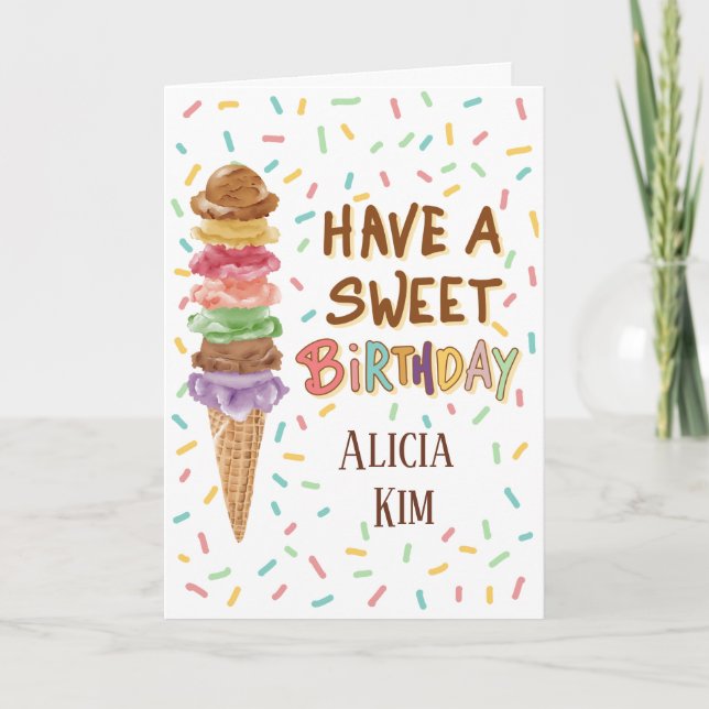 Joyeux Anniversaire Carte de Vœux Pliée (Devant)