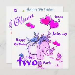 Joyeux Anniversaire Carte Invitation Elephant