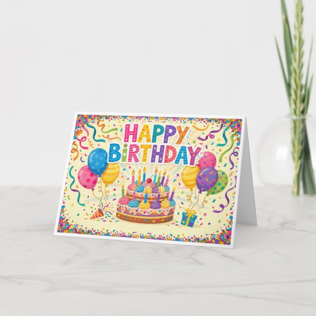 Joyeux anniversaire carte lumineuse forte vierge (Devant)