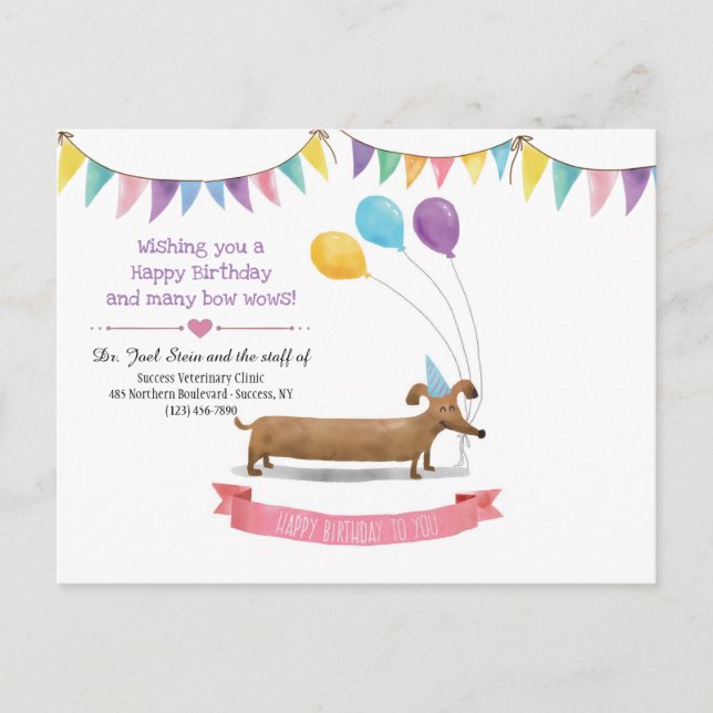 Joyeux Anniversaire Carte Postale Chien (Devant)