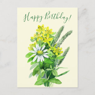 Joyeux anniversaire, carte postale de fleurs sauva