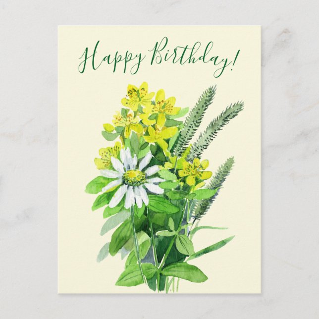 Joyeux anniversaire, carte postale de fleurs sauva (Devant)