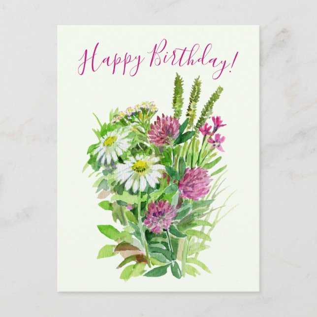 Joyeux anniversaire, carte postale de pâquerette e (Devant)