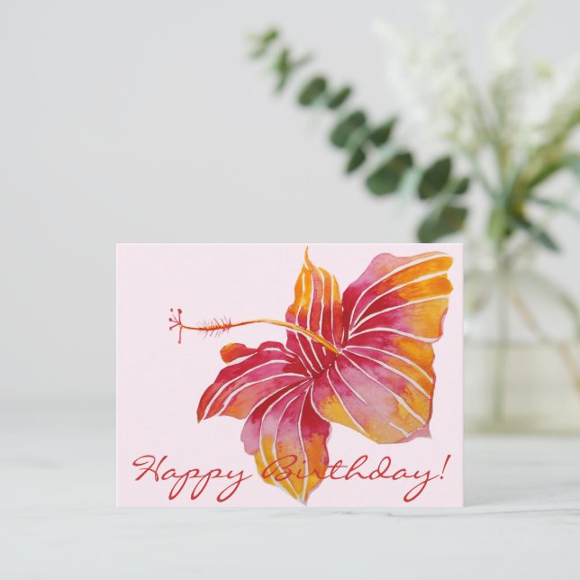 Joyeux anniversaire | Carte postale Floral Hawaii (Debout devant)